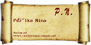Pálka Nina névjegykártya